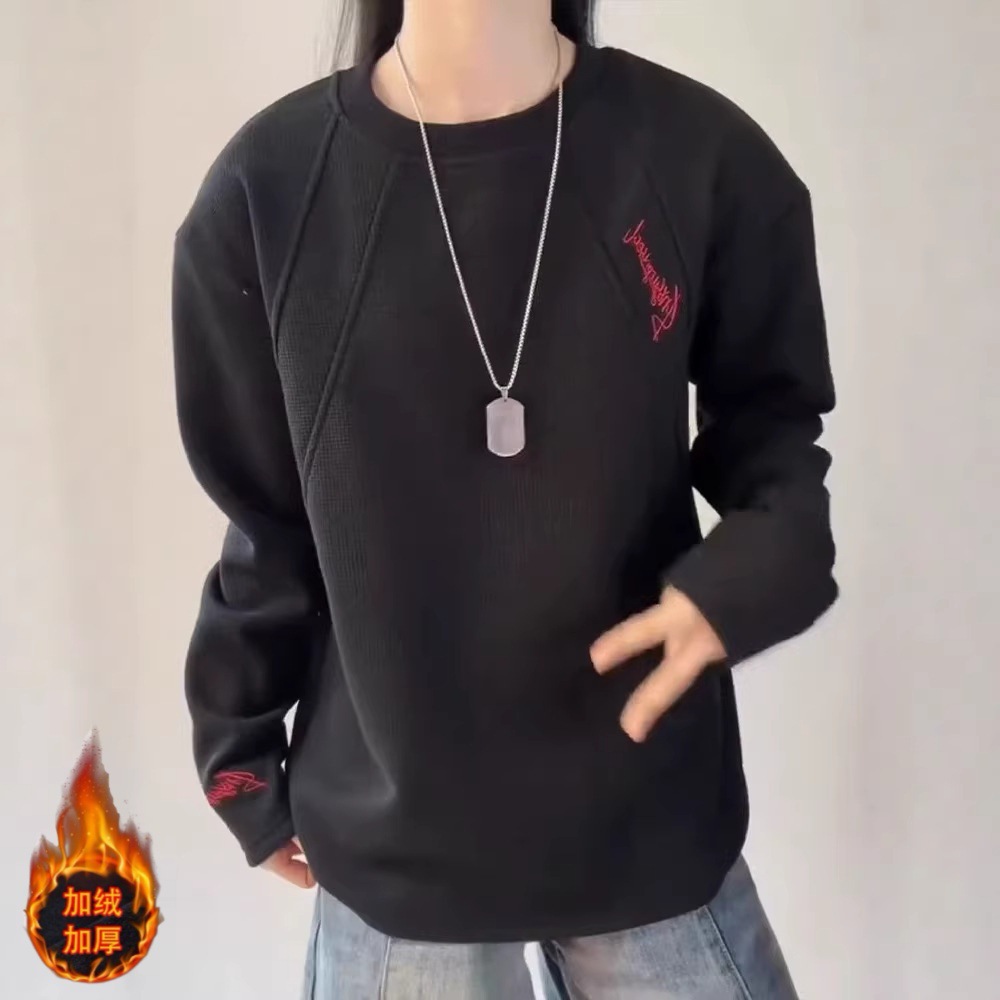 字母绣花气质时尚百搭男女同款简约潮流春秋季长袖圆领套头卫衣